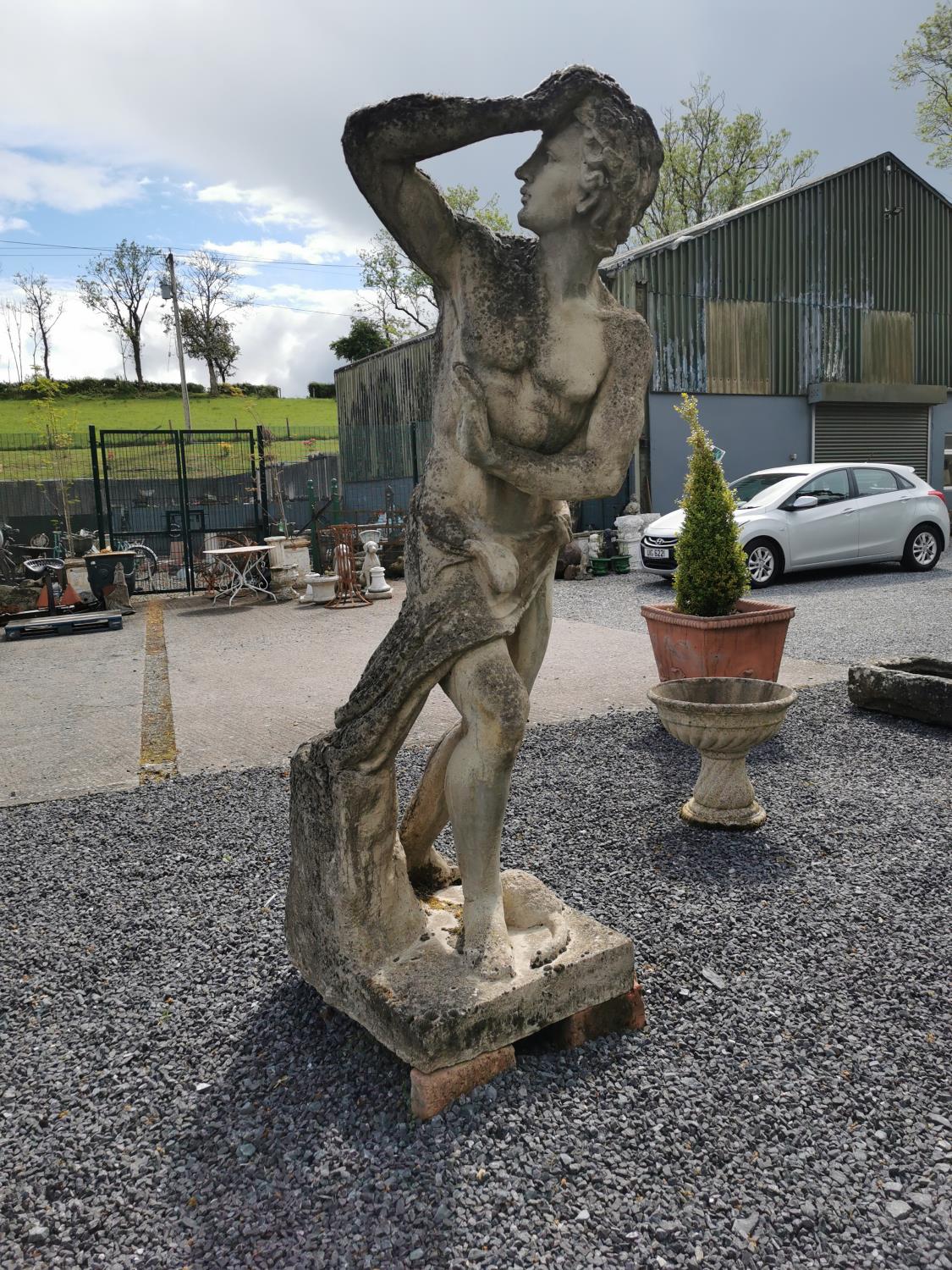 Exceptional quality composition stone statue of David {205 cm H x 60 cm W x 65 cm D}.