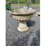 Composition garden urn with swirl design {51 cm H x 56 cm W}.