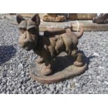 Cast iron foot scrapper in the form of a Scotty Dog {35 cm H x 37 cm W x 25 cm D}.