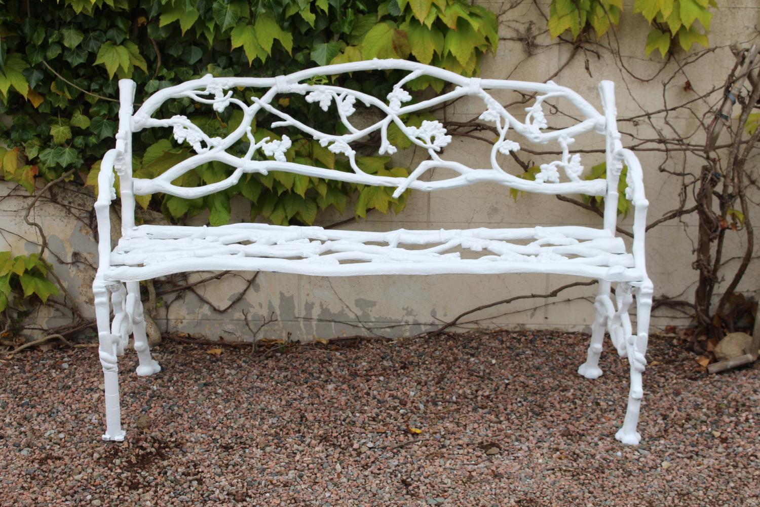 Cast iron bramble design garden bench. {87 cm H x 132 cm W x 50 cm D}