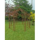 Good quality decorative wrought octagonal gazebo {325 cm H x 312 cm W x 295 cm D}.