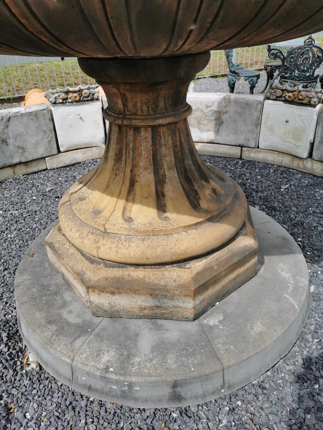 Exceptional three tiered moulded stone French water foutain with surround decorated with shells - Image 6 of 7