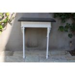 Cast iron washstand with granite top. {86 cm H x 73 cm W x 60 cm D}.