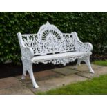 Cast iron Pierce of Wexford garden seat with arched back.