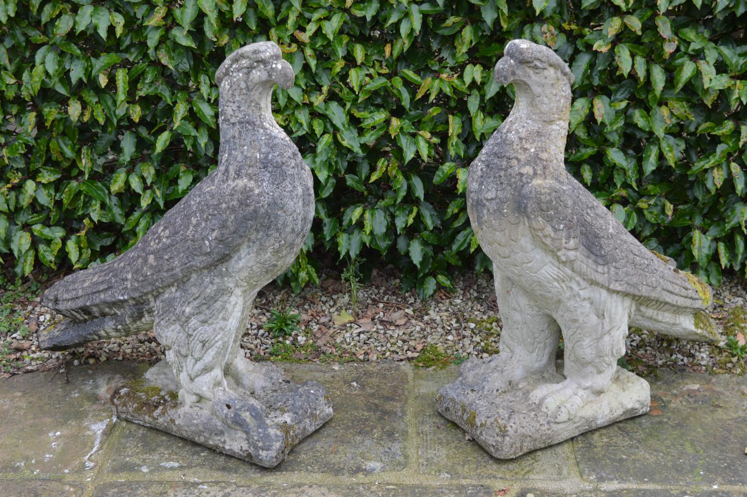 Pair of large stone Estate entrance Eagles. {98 cm H x 90 cm W x 30 cm D}. - Bild 3 aus 3