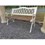 Metal and wooden garden bench {78 cm H x 125 cm W x 50 cm D}.