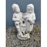 Composition figural group of a Boy and Girl {55 cm H x 30 cm W x 20 cm D}.