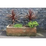 Large rectangular stone trough. {48 cm H x 154 cm W x 75 cm D}.