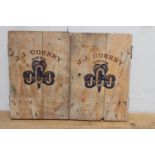 Pair of J.J. Corry Wooden advertising sign {59 cm H x 78 cm W x 30 cm D}