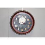 Guinness Time clock in the form of a ¼ barrel bound with brass straps { 56cm Dia X 21cm D }.