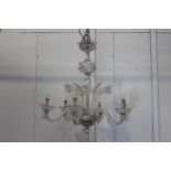 Cut glass chandelier decorated with flowers, ferns and leaves {88 cm H x 94 cm Dia.}.