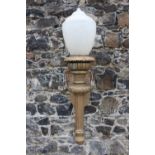 Single bronze wall sconce with white plastic shades. {160 cm H x 40 cm W x 50 cm D}.