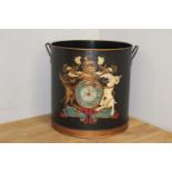 Armorial log bin {60 cm H x 64 cm D}