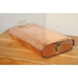 Copper and brass carriage foot warmer {9 cm H x 44 cm W x 30 cm D}.