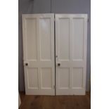 Two pairs of painted pine doors with fittings {198 cm H x 75 cm W x 44 cm D}