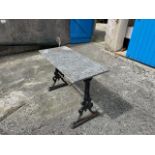 Cast iron garden table with slate top {74 cm H x 107 cm W x 46 cm D}.
