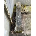 19th C. stone gate post with D end shaped cap {208 cm H x 28 cm W x 28 cm D}.