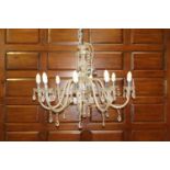 Crystal eight branch chandelier with chrome centre {90 cm H x 80 cm Dia.}.