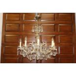 Eight branch crystal chandelier {90 cm H x 80 cm Dia.}.