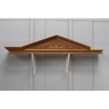 Carved mahogany pediment {38 cm H x 197 cm W x 35 cm D}