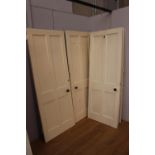 Five painted pine doors with fittings {197 cm H x 76 cm W}