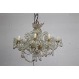 Venetian eight branch cutglass and brass chandelier { 50cm H X 66cm W X 50cm D }