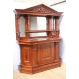 Mahogany bar back with mirror and bar counter {Back - 120 cm H x 174 cm W x 24 cm D and Counter
