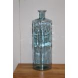 Blue glass bottle vase {75 cm H x 25 cm Dia}