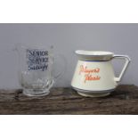 Pair of advertising water jugs - Senior Service Satisfy and Player's Please {10 cm H x 14 cm W and