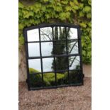 Cast iron window with sixteen mirrored panels {103 cm H x 95 cm W}