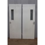 Pair of internal doors with mesh glass panels {203 cm H x 72 cm W x 40 cm D}