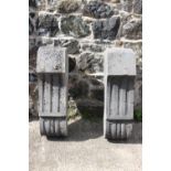 Pair of 19th. C. blue stone reeded balcony corbels { 85cm H X 22cm W X 35cm D }.