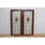 Pair of leaded stain glass windows with Ship motif {140 cm H x 51 cm W x 3 cm D}.