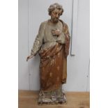 Large wooden painted figure of Christ our Lord {135 cm H x 54 cm W x 34 cm D}