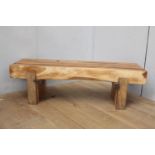 Wooden garden bench { 45cm H X 150cm W X 45cm D }.