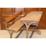 Vintage cast iron and wooden school desk {79 cm H x 99 cm W x 80 cm D}.