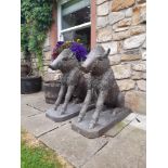 Pair of bronze wild boars signed {100 cm H x 100 cm W x 40 cm D}