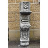 19th. C. sandstone balcony corbel decorated with acanthus leaf { 100cm H X 23cm W X 35cm D }.