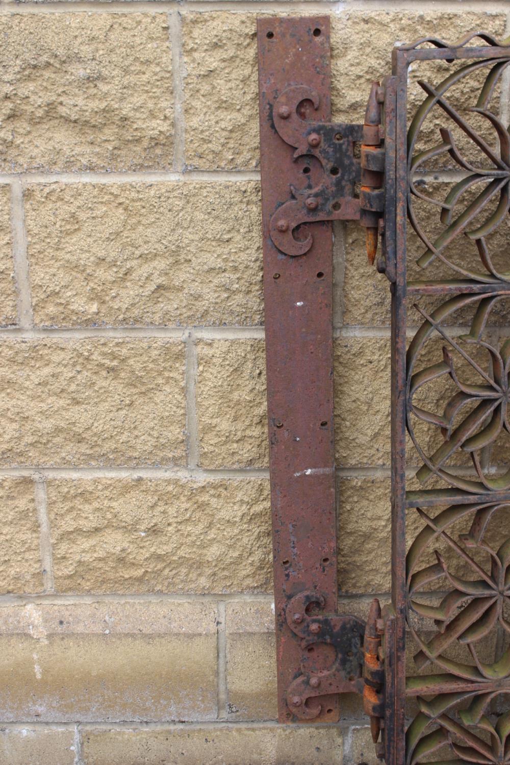 Pair of 19th C. wrought iron field gates with scroll design {137 cm H x 266 cm W} - Image 5 of 5