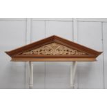 Carved mahogany pediment {37 cm H x 126 cm W x 33 cm D}