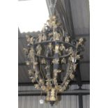 Exceptional quality wrought iron and gilded lantern {150 cm H x 90 cm Dia.}.