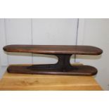 19th. C. wooden and cast iron Tailor's ironing board {21 cm H x 79 cm W x 23 cm D}