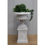 Ceccarelli Italian handmade painted white urn and base {133 cm H x 80 Dia.}