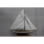 Large wooden sailboat {148 cm H x 155 cm W x 20 cm D}
