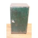 Industrial green cabinet with single door {92 cm H x 51 cm W x 49 cm D}.