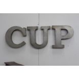 Set of CUP metal letters {46 cm H x 46 cm W X 5 cm D each letter}.