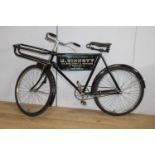 Shop delivery bicycle inscribed M. Sinnott Tea. Wine . Provision Merchant Duncormack { 103cm H X