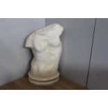Moulded resin model of a male torso { 100cm H X 70cm W X 40cm D }.