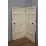 Pair of painted pine short doors with fittings {180 cm H x 90 cm W x 4 cm D}