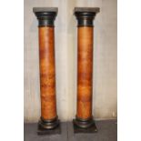 Pair of alabaster columns with bronze capitals and base {217 cm H x 42 cm W x 42 cm D}